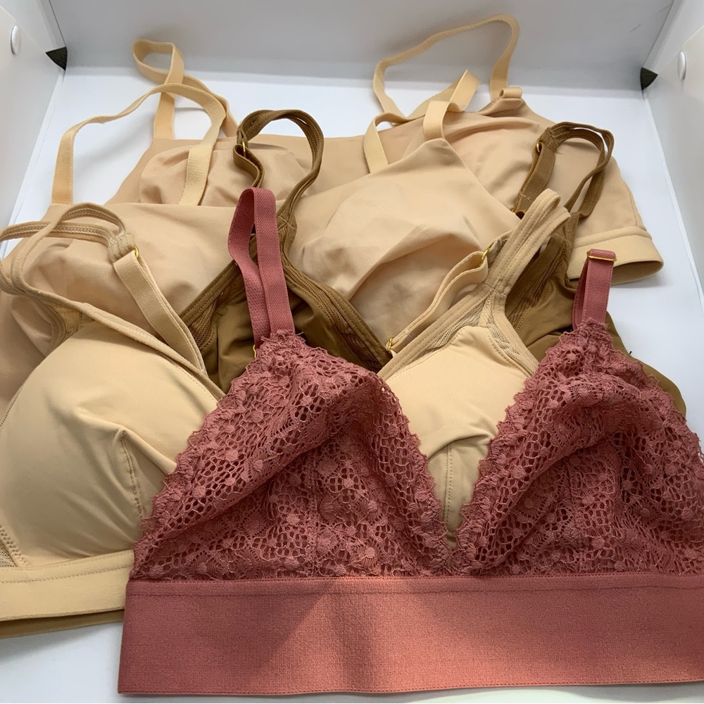 (5) LIVELY Lace Bralette Set - Pink, Tan, Cream